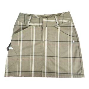 Smartwool Merino Wool Blend Mini Skirt Women’s Size 2 Tan Grey Plaid w/ Pockets